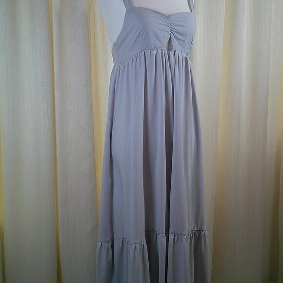 Zara Light Blue Empire Maxi Dress - Tiered Skirt, Size M - Picture 8 of 8